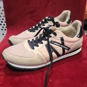 Armani Exchange Beige and Black Sneakers